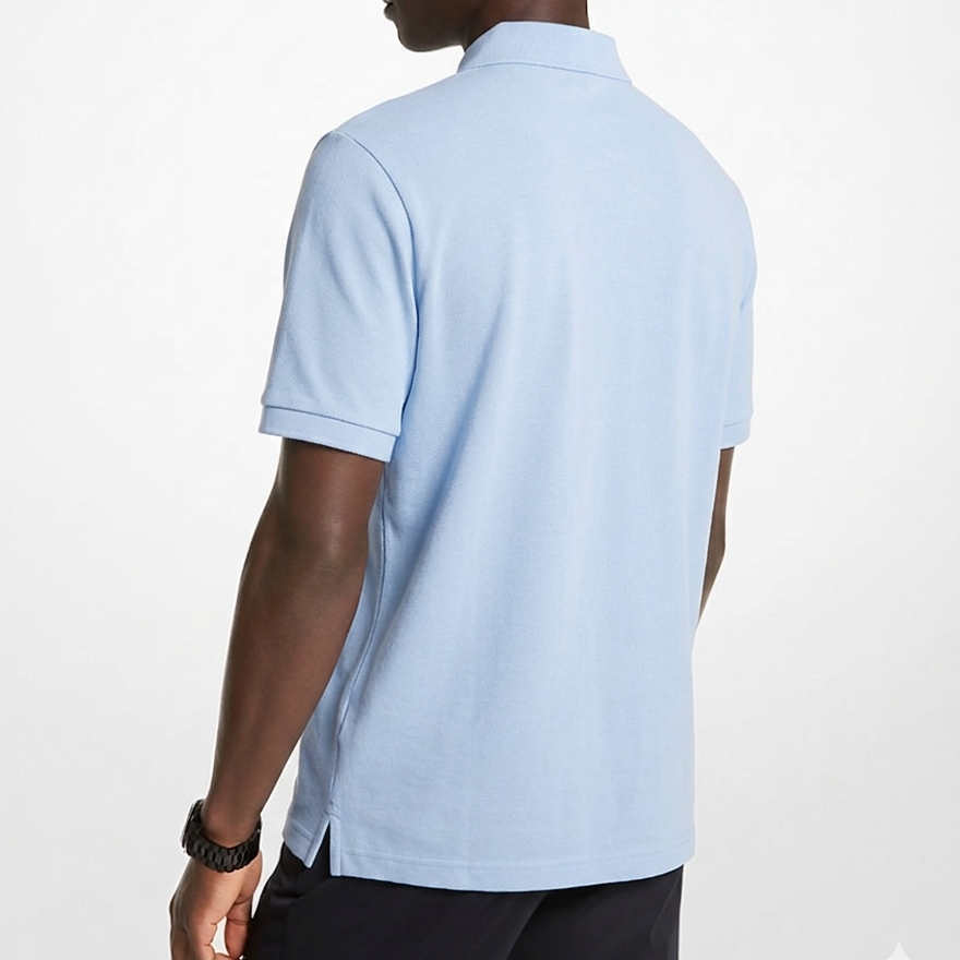 Polo de Algodón con media cremallera Pale Blue