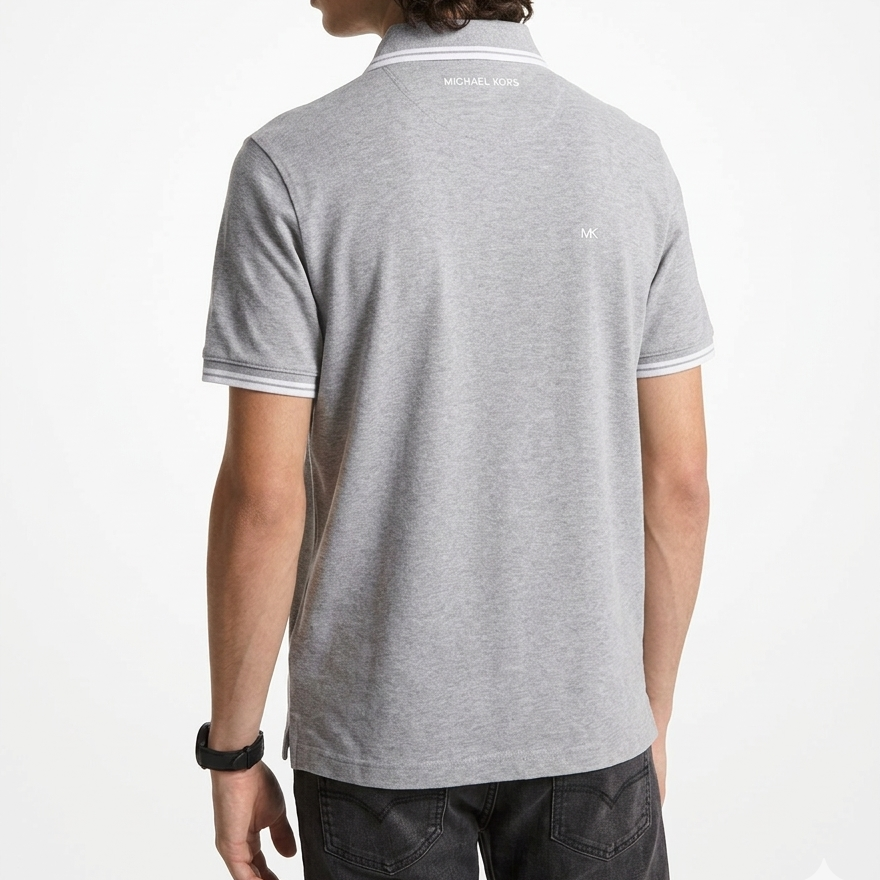 Polo Greenwich de algodón gris jaspeasdo